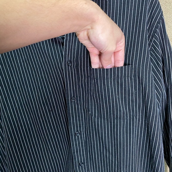 Black Downward Striped Button Up Shirt - Picture 2 of 3